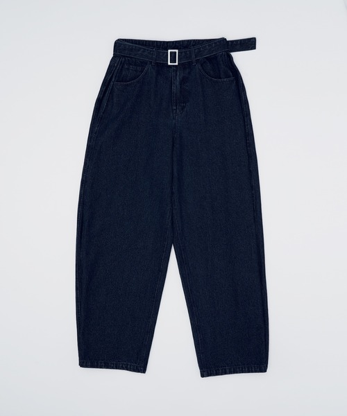 SOEMIN(ソミン)の「Barrel tuck denim/ベルト付きバレルレッグデニムパンツ(デニムパンツ・レディース・インディゴブルー・S/M)」の2枚目の写真