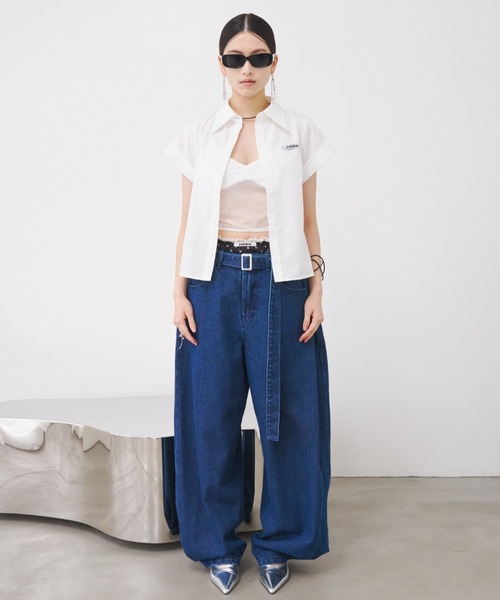 SOEMIN(ソミン)の「Barrel tuck denim/ベルト付きバレルレッグデニムパンツ(デニムパンツ・レディース・インディゴブルー・S/M)」の14枚目の写真