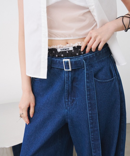 SOEMIN(ソミン)の「Barrel tuck denim/ベルト付きバレルレッグデニムパンツ(デニムパンツ・レディース・インディゴブルー・S/M)」の22枚目の写真