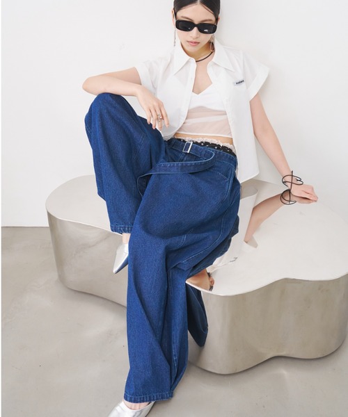 SOEMIN(ソミン)の「Barrel tuck denim/ベルト付きバレルレッグデニムパンツ(デニムパンツ・レディース・インディゴブルー・S/M)」の20枚目の写真