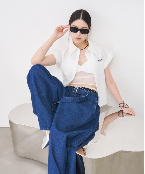 SOEMIN(ソミン)の「Barrel tuck denim/ベルト付きバレルレッグデニムパンツ(デニムパンツ・レディース・インディゴブルー・S/M)」の19枚目の写真