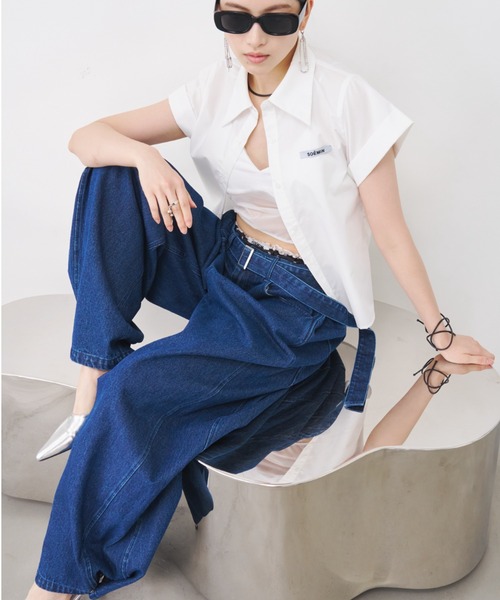SOEMIN(ソミン)の「Barrel tuck denim/ベルト付きバレルレッグデニムパンツ(デニムパンツ・レディース・インディゴブルー・S/M)」の21枚目の写真