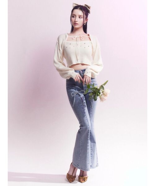 EATME（イートミー）の「ドロストリボンデニムパンツ（デニムパンツ・レディース・ライトブルー/ブラック/ブルー・SMALL/MEDIUM）」の19枚目の写真