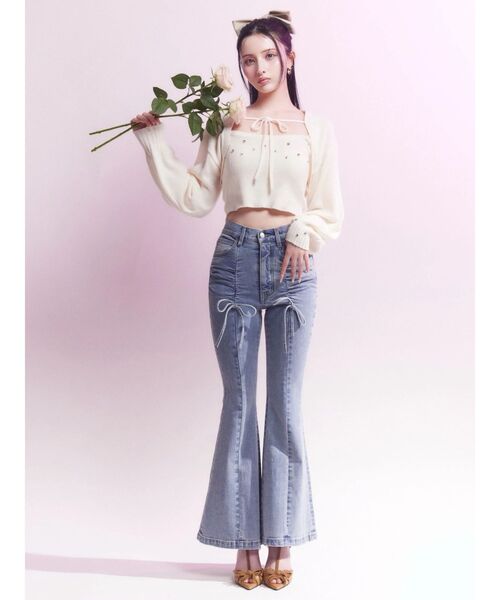 EATME（イートミー）の「ドロストリボンデニムパンツ（デニムパンツ・レディース・ライトブルー/ブラック/ブルー・SMALL/MEDIUM）」の20枚目の写真