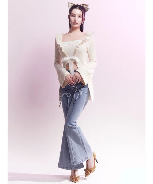EATME（イートミー）の「ドロストリボンデニムパンツ（デニムパンツ・レディース・ライトブルー/ブラック/ブルー・SMALL/MEDIUM）」の21枚目の写真