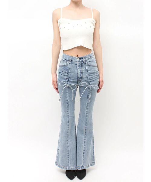 EATME（イートミー）の「ドロストリボンデニムパンツ（デニムパンツ・レディース・ライトブルー/ブラック/ブルー・SMALL/MEDIUM）」の13枚目の写真