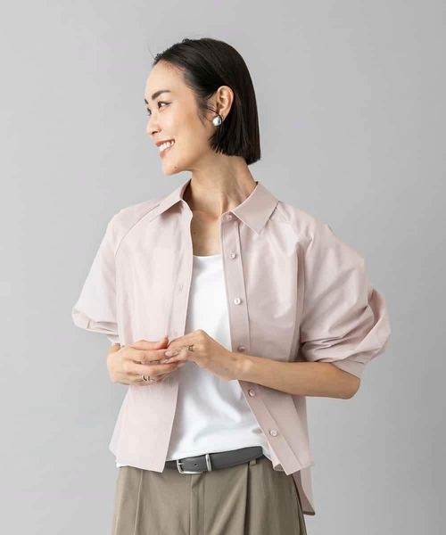 MICHEL KLEIN(ミッシェル・クラン)の「袖コンシャスシャツ(シャツ/ブラウス・レディース・ホワイト/ライトピンク・38/40)」の2枚目の写真