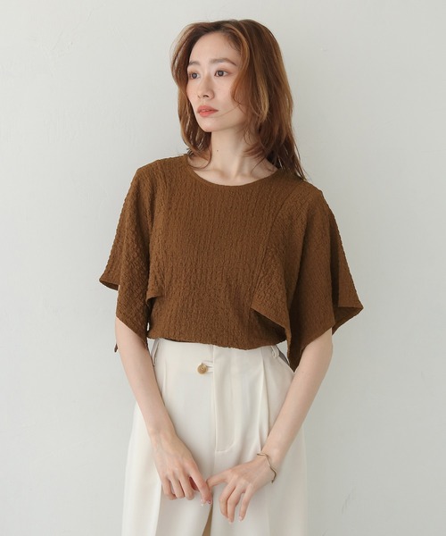 CLEIO（クレイオ）の「【CLEIO】ふくれジャガードケープスリーブプルオーバー BUBBLE JACQUARD CAPE SLEEVE PULLOVER（Tシャツ/カットソー・レディース・ブラック/ブラウン/アイボリー・FREE）」の22枚目の写真