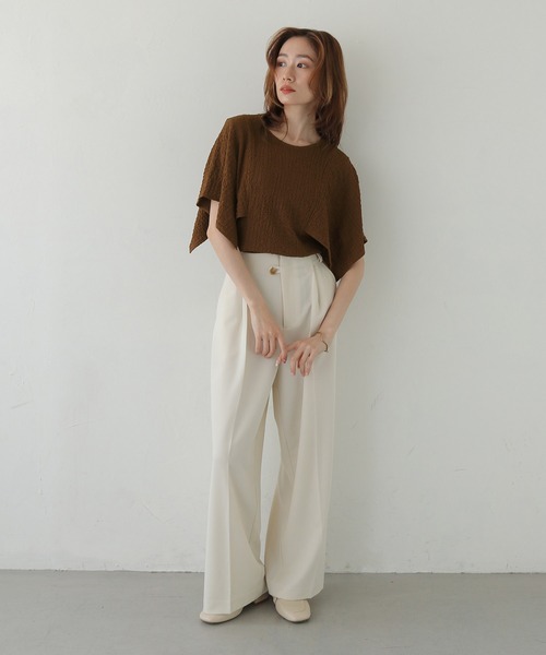 CLEIO（クレイオ）の「【CLEIO】ふくれジャガードケープスリーブプルオーバー BUBBLE JACQUARD CAPE SLEEVE PULLOVER（Tシャツ/カットソー・レディース・ブラック/ブラウン/アイボリー・FREE）」の13枚目の写真