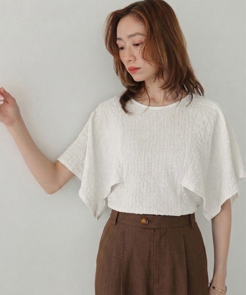 CLEIO（クレイオ）の「【CLEIO】ふくれジャガードケープスリーブプルオーバー BUBBLE JACQUARD CAPE SLEEVE PULLOVER（Tシャツ/カットソー・レディース・ブラック/ブラウン/アイボリー・FREE）」の10枚目の写真