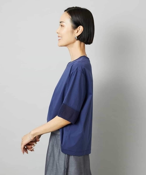 MICHEL KLEIN(ミッシェル・クラン)の「袖口メッシュプルオーバー(Tシャツ/カットソー・レディース・ホワイト/ブルー/ブラック・40/38)」の9枚目の写真