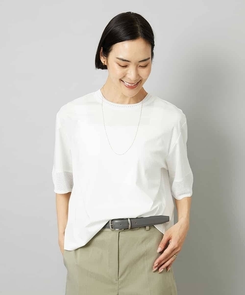 MICHEL KLEIN(ミッシェル・クラン)の「袖口メッシュプルオーバー(Tシャツ/カットソー・レディース・ホワイト/ブルー/ブラック・40/38)」の12枚目の写真