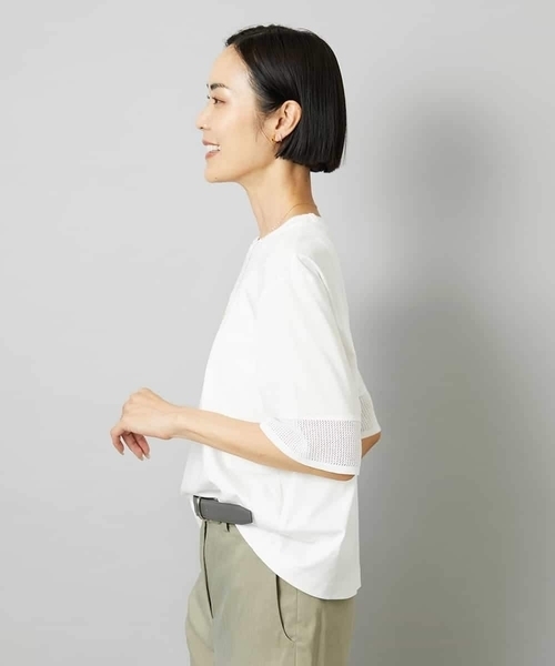 MICHEL KLEIN(ミッシェル・クラン)の「袖口メッシュプルオーバー(Tシャツ/カットソー・レディース・ホワイト/ブルー/ブラック・40/38)」の13枚目の写真