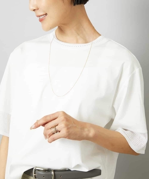 MICHEL KLEIN(ミッシェル・クラン)の「袖口メッシュプルオーバー(Tシャツ/カットソー・レディース・ホワイト/ブルー/ブラック・40/38)」の14枚目の写真
