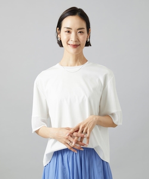 MICHEL KLEIN(ミッシェル・クラン)の「袖口メッシュプルオーバー(Tシャツ/カットソー・レディース・ホワイト/ブルー/ブラック・40/38)」の22枚目の写真