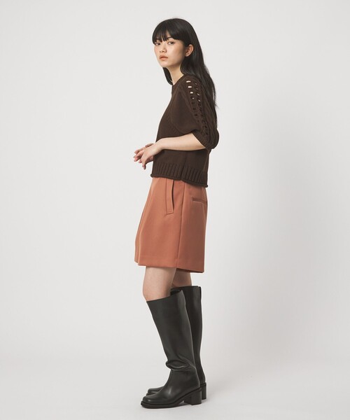EMMEL REFINES（エメルリファインズ）の「＜EMMEL REFINES＞EM タックポケット ショートパンツ（スラックス・レディース・ピンク/ブラック・M/S）」の11枚目の写真