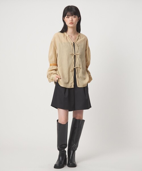 EMMEL REFINES（エメルリファインズ）の「＜EMMEL REFINES＞EM タックポケット ショートパンツ（スラックス・レディース・ピンク/ブラック・M/S）」の4枚目の写真