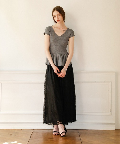 MIELI INVARIANT(ミエリインヴァリアント)の「Pomping Lace W Flare Pants(その他パンツ・レディース・ブラック/ベージュ/ホワイト系その他・SMALL/MEDIUM)」の6枚目の写真