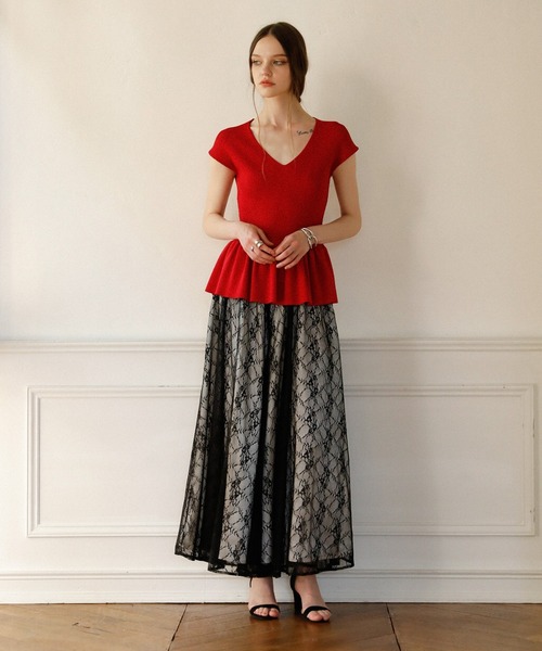 MIELI INVARIANT(ミエリインヴァリアント)の「Pomping Lace W Flare Pants(その他パンツ・レディース・ブラック/ベージュ/ホワイト系その他・SMALL/MEDIUM)」の4枚目の写真