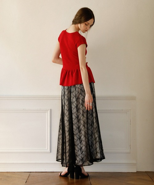 MIELI INVARIANT(ミエリインヴァリアント)の「Pomping Lace W Flare Pants(その他パンツ・レディース・ブラック/ベージュ/ホワイト系その他・SMALL/MEDIUM)」の5枚目の写真