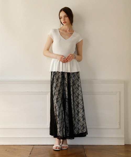 MIELI INVARIANT(ミエリインヴァリアント)の「Pomping Lace W Flare Pants(その他パンツ・レディース・ブラック/ベージュ/ホワイト系その他・SMALL/MEDIUM)」の21枚目の写真