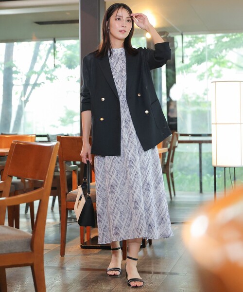 ANY SIS(エニィスィス)の「ダイヤ柄 ワンピース(ワンピース・レディース・ネイビー系3/ベージュ系3・X-LARGE)」の6枚目の写真