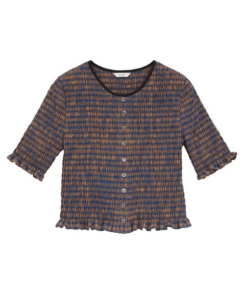 CLANE（クラネ）の「SHIRRING HALF SLEEVE BLOUSE 10122-4253（Tシャツ/カットソー・メンズ・ブラック/オフホワイト/マルチ・2）」の3枚目の写真