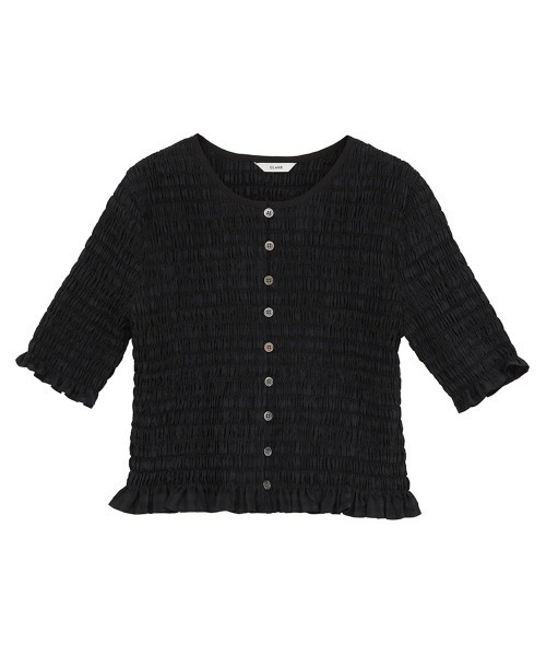 CLANE(クラネ)の「SHIRRING HALF SLEEVE BLOUSE 10122-4253(Tシャツ/カットソー・メンズ・ブラック・2)」の1枚目の写真