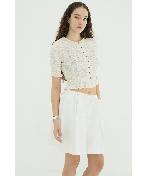 CLANE(クラネ)の「SHIRRING HALF SLEEVE BLOUSE 10122-4253(Tシャツ/カットソー・メンズ・ブラック・2)」の2枚目の写真