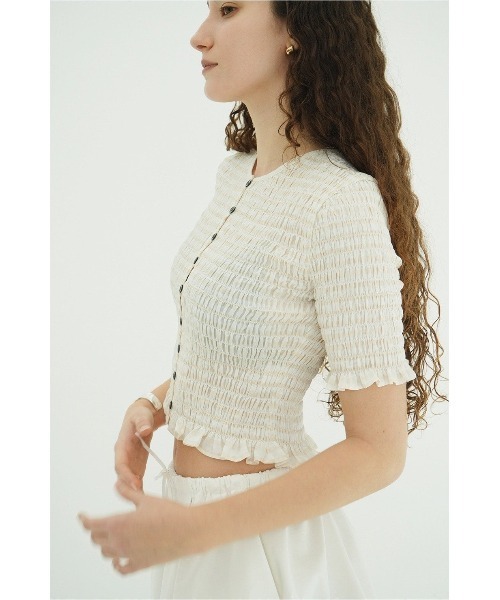 CLANE(クラネ)の「SHIRRING HALF SLEEVE BLOUSE 10122-4253(Tシャツ/カットソー・メンズ・ブラック・2)」の3枚目の写真