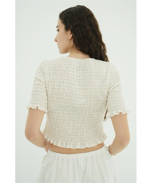 CLANE(クラネ)の「SHIRRING HALF SLEEVE BLOUSE 10122-4253(Tシャツ/カットソー・メンズ・ブラック・2)」の4枚目の写真