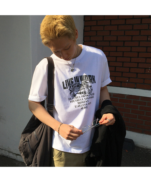 MINDBRIDGE(マインドブリッジ)の「ドゥグッド_グラフィックヴィンテージオーバーサイズ半袖Tシャツ(Tシャツ/カットソー・メンズ・ホワイト・100/105/95)」の1枚目の写真