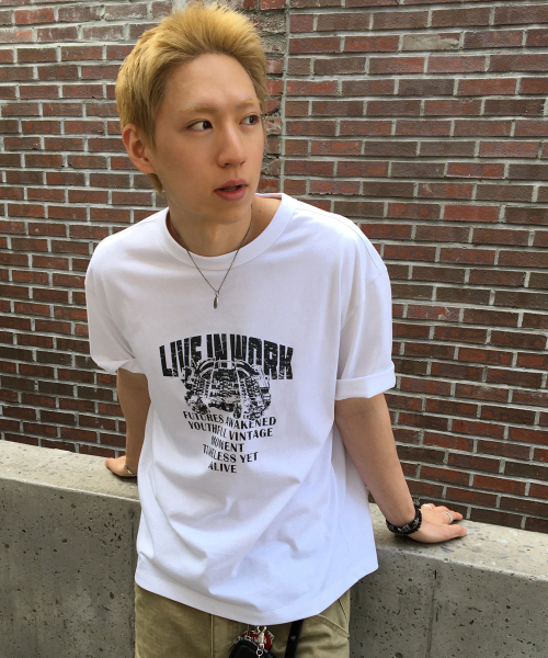 MINDBRIDGE(マインドブリッジ)の「ドゥグッド_グラフィックヴィンテージオーバーサイズ半袖Tシャツ(Tシャツ/カットソー・メンズ・ホワイト・100/105/95)」の3枚目の写真