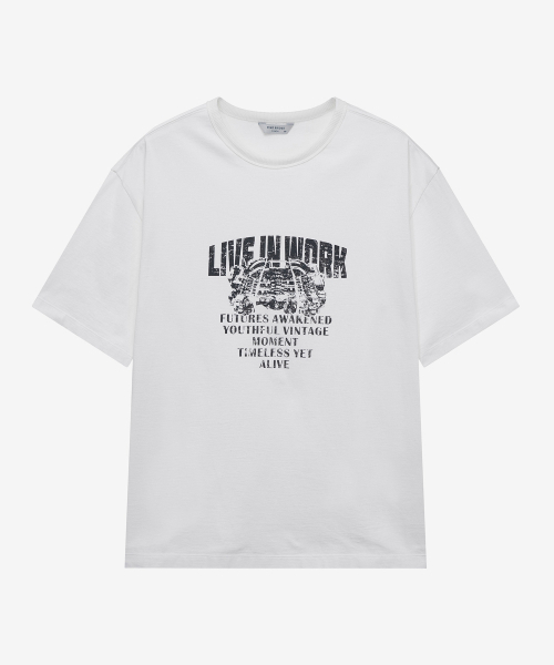 MINDBRIDGE(マインドブリッジ)の「ドゥグッド_グラフィックヴィンテージオーバーサイズ半袖Tシャツ(Tシャツ/カットソー・メンズ・ホワイト・100/105/95)」の6枚目の写真