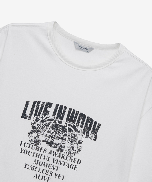 MINDBRIDGE(マインドブリッジ)の「ドゥグッド_グラフィックヴィンテージオーバーサイズ半袖Tシャツ(Tシャツ/カットソー・メンズ・ホワイト・100/105/95)」の8枚目の写真