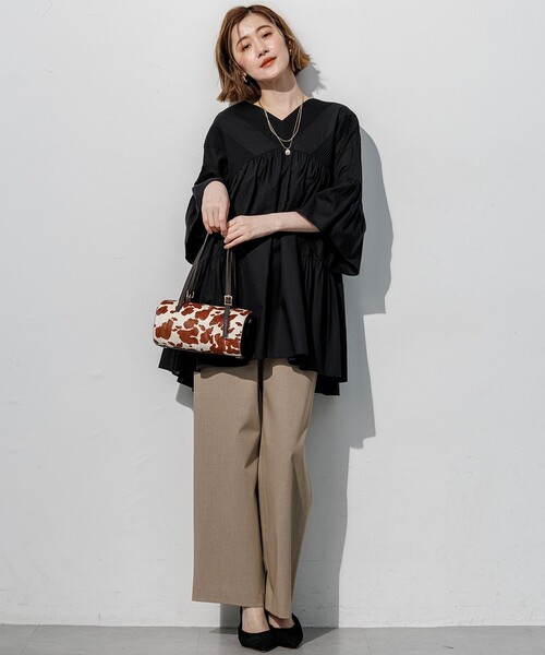 23区（ニジュウサンク）の「コットンボイル チュニックブラウス（シャツ/ブラウス・レディース・ホワイト系/オールドローズ系/ダークブラウン系/ブラック系・38）」の15枚目の写真