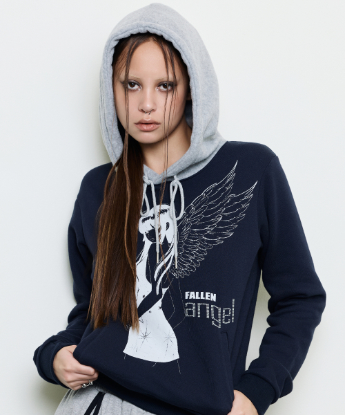 EV ANGEL HOOD TEE (NAVY)