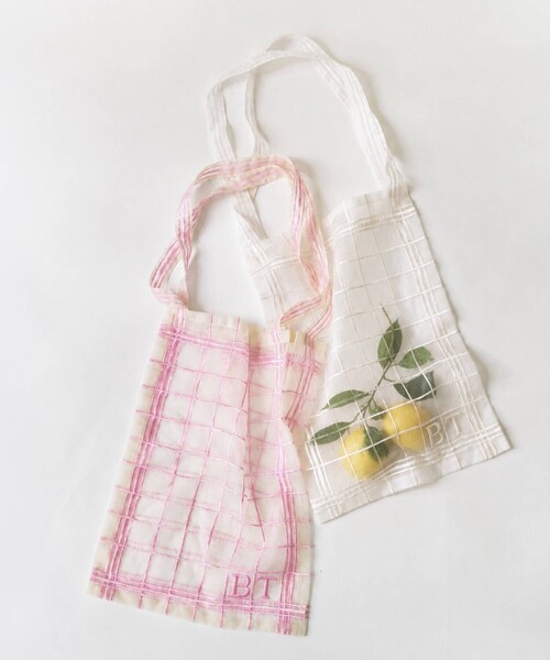 allureville（アルアバイル）の「【BRIGITTE TANAKA(ブリジット タナカ)】Sac Torchon Grand トートバッグ（ショルダーバッグ・レディース・ライトピンク/ホワイト・FREE）」の6枚目の写真