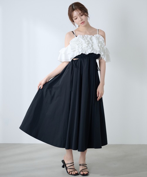 AND COUTURE（アンドクチュール）の「フリルブラウス×キャミワンピース（ワンピース・レディース・ブラウン/ブラック/チャコールグレー・FREE）」の4枚目の写真