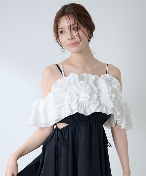 AND COUTURE（アンドクチュール）の「フリルブラウス×キャミワンピース（ワンピース・レディース・ブラウン/ブラック/チャコールグレー・FREE）」の13枚目の写真