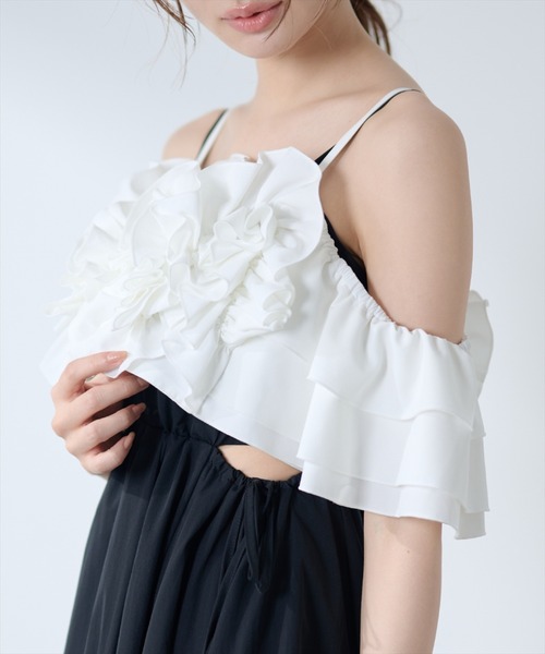 AND COUTURE（アンドクチュール）の「フリルブラウス×キャミワンピース（ワンピース・レディース・ブラウン/ブラック/チャコールグレー・FREE）」の10枚目の写真