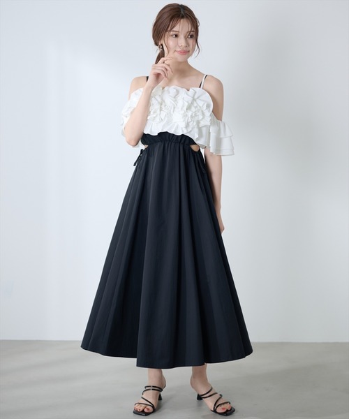 AND COUTURE（アンドクチュール）の「フリルブラウス×キャミワンピース（ワンピース・レディース・ブラウン/ブラック/チャコールグレー・FREE）」の6枚目の写真