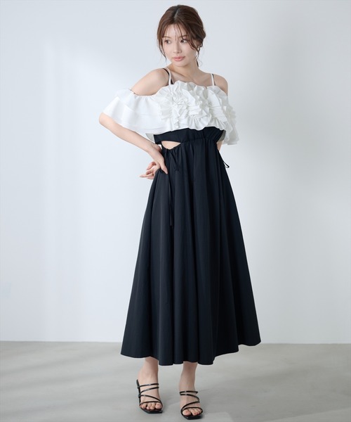 AND COUTURE（アンドクチュール）の「フリルブラウス×キャミワンピース（ワンピース・レディース・ブラウン/ブラック/チャコールグレー・FREE）」の8枚目の写真