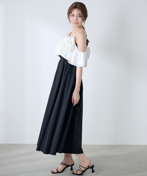 AND COUTURE（アンドクチュール）の「フリルブラウス×キャミワンピース（ワンピース・レディース・ブラウン/ブラック/チャコールグレー・FREE）」の7枚目の写真