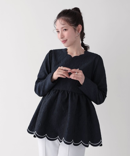 Fit more(フィットモア)の「裾ダブルスカラップ刺繍トップス(その他トップス・レディース・ホワイト/ライトブルー/ネイビー・FREE)」の3枚目の写真