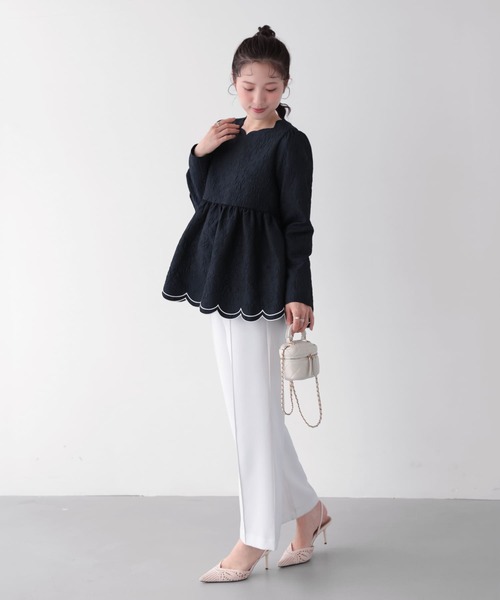 Fit more(フィットモア)の「裾ダブルスカラップ刺繍トップス(その他トップス・レディース・ホワイト/ライトブルー/ネイビー・FREE)」の12枚目の写真