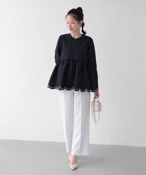 Fit more(フィットモア)の「裾ダブルスカラップ刺繍トップス(その他トップス・レディース・ホワイト/ライトブルー/ネイビー・FREE)」の13枚目の写真