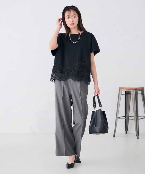a.v.v（アーヴェヴェ）の「ウェーブレースヘムTシャツ（Tシャツ/カットソー・レディース・ブラウン/ブラック/ホワイト・39）」の15枚目の写真
