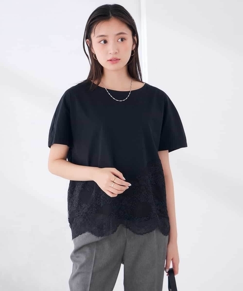 a.v.v（アーヴェヴェ）の「ウェーブレースヘムTシャツ（Tシャツ/カットソー・レディース・ブラウン/ブラック/ホワイト・39）」の20枚目の写真