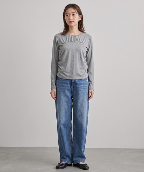 Nunc.（ヌンク）の「裏起毛ギャザー切替プルオーバー（Tシャツ/カットソー・レディース・チャコールグレー/杢グレー/ブラック/オフホワイト・FREE）」の16枚目の写真